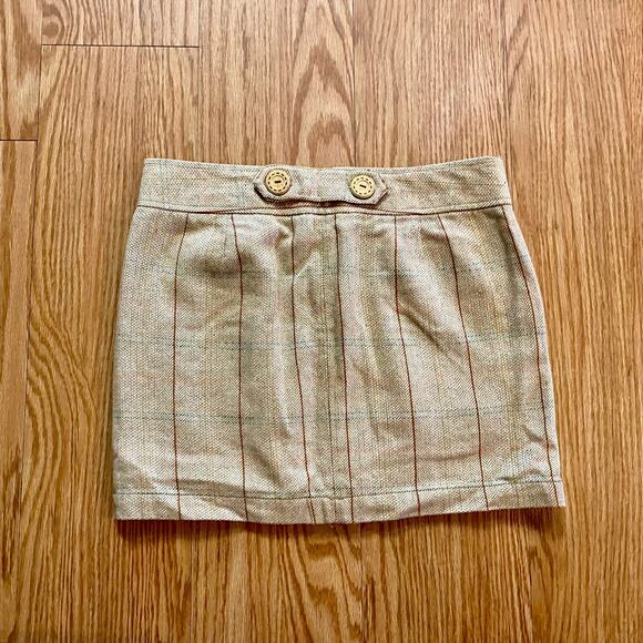 Fossil Tan Plaid Wool Blend Tweed Mini Skirt Womens 4 - Picture 9 of 15